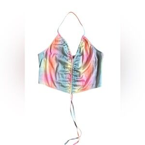 Open Edit Colorful Tie-Dye Halter Top Women’s Size Medium
